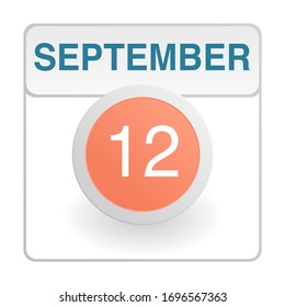 Design calendar icon in trendy style. Daily sign of the calender for web site design, logo, app, UI/UX. Vector illustration symbol of a calendar. Autumn Fall September 12