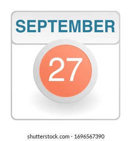 Design calendar icon in trendy style. Daily sign of the calender for web site design, logo, app, UI/UX. Vector illustration symbol of a calendar. Autumn Fall September 27