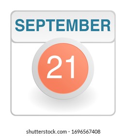 Design calendar icon in trendy style. Daily sign of the calender for web site design, logo, app, UI/UX. Vector illustration symbol of a calendar. Autumn Fall September 21