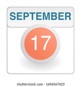 Design calendar icon in trendy style. Daily sign of the calender for web site design, logo, app, UI/UX. Vector illustration symbol of a calendar. Autumn Fall September 17