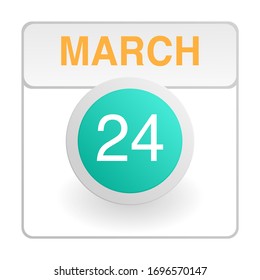 Design calendar icon in trendy style. Daily sign of the calender for web site design, logo, app, UI/UX. Vector illustration symbol of a calendar. Spring March 24