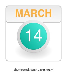 Design calendar icon in trendy style. Daily sign of the calender for web site design, logo, app, UI/UX. Vector illustration symbol of a calendar. Spring March 14