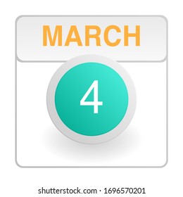 Design calendar icon in trendy style. Daily sign of the calender for web site design, logo, app, UI/UX. Vector illustration symbol of a calendar. Spring March 4