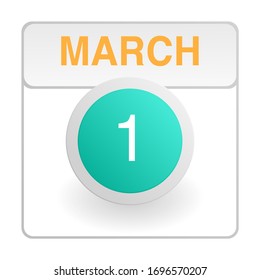 Design calendar icon in trendy style. Daily sign of the calender for web site design, logo, app, UI/UX. Vector illustration symbol of a calendar. Spring March 1