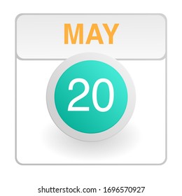 Design calendar icon in trendy style. Daily sign of the calender for web site design, logo, app, UI/UX. Vector illustration symbol of a calendar. Spring May 20