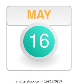 Design calendar icon in trendy style. Daily sign of the calender for web site design, logo, app, UI/UX. Vector illustration symbol of a calendar. Spring May 16