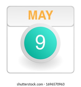 Design calendar icon in trendy style. Daily sign of the calender for web site design, logo, app, UI/UX. Vector illustration symbol of a calendar. Spring May 9