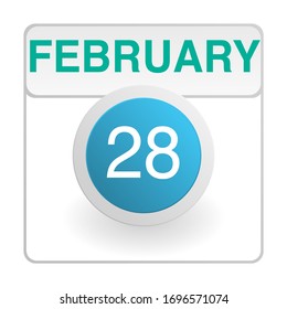 Design calendar icon in trendy style. Daily sign of the calender for web site design, logo, app, UI/UX. Vector illustration symbol of a calendar. Winter February 28