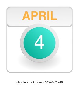 Design calendar icon in trendy style. Daily sign of the calender for web site design, logo, app, UI/UX. Vector illustration symbol of a calendar. Spring April 4