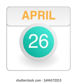 Design calendar icon in trendy style. Daily sign of the calender for web site design, logo, app, UI/UX. Vector illustration symbol of a calendar. Spring April 26