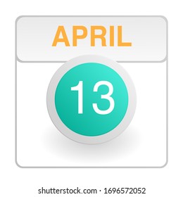 Design calendar icon in trendy style. Daily sign of the calender for web site design, logo, app, UI/UX. Vector illustration symbol of a calendar. Spring April 13