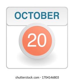 Design calendar icon in trendy style. Daily sign of the calender for web site design, logo, app, UI/UX. Vector illustration symbol of a calendar. Autumn Fall October 20