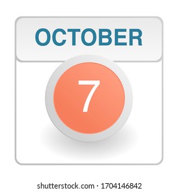 Design calendar icon in trendy style. Daily sign of the calender for web site design, logo, app, UI/UX. Vector illustration symbol of a calendar. Autumn Fall October 7