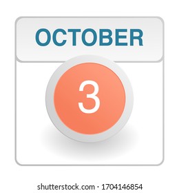 Design calendar icon in trendy style. Daily sign of the calender for web site design, logo, app, UI/UX. Vector illustration symbol of a calendar. Autumn Fall October 3