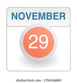 Design calendar icon in trendy style. Daily sign of the calender for web site design, logo, app, UI/UX. Vector illustration symbol of a calendar. Autumn Fall November 29