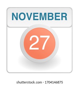 Design calendar icon in trendy style. Daily sign of the calender for web site design, logo, app, UI/UX. Vector illustration symbol of a calendar. Autumn Fall November 27