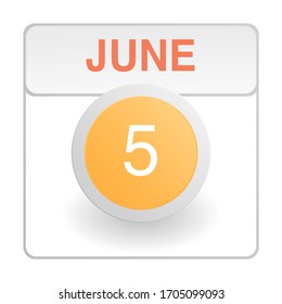 Design calendar icon in trendy style. Daily sign of the calender for web site design, logo, app, UI/UX. Vector illustration symbol of a calendar. Summer June 5