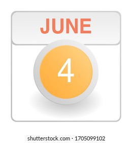 Design calendar icon in trendy style. Daily sign of the calender for web site design, logo, app, UI/UX. Vector illustration symbol of a calendar. Summer June 4