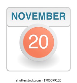 Design calendar icon in trendy style. Daily sign of the calender for web site design, logo, app, UI/UX. Vector illustration symbol of a calendar. Autumn Fall November 20