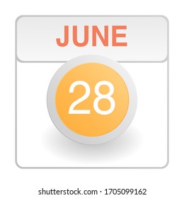 Design calendar icon in trendy style. Daily sign of the calender for web site design, logo, app, UI/UX. Vector illustration symbol of a calendar. Summer June 28