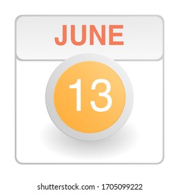 Design calendar icon in trendy style. Daily sign of the calender for web site design, logo, app, UI/UX. Vector illustration symbol of a calendar. Summer June 13