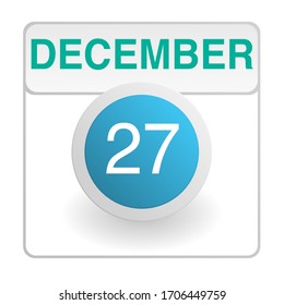 Design calendar icon in trendy style. Daily sign of the calender for web site design, logo, app, UI/UX. Vector illustration symbol of a calendar. Winter December 27
