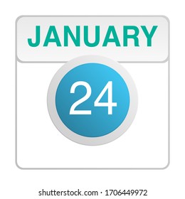 Design calendar icon in trendy style. Daily sign of the calender for web site design, logo, app, UI/UX. Vector illustration symbol of a calendar. Winter January 24
