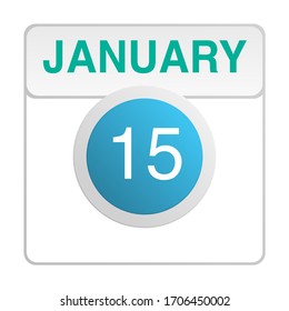 Design calendar icon in trendy style. Daily sign of the calender for web site design, logo, app, UI/UX. Vector illustration symbol of a calendar. Winter January 15