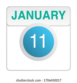 Design calendar icon in trendy style. Daily sign of the calender for web site design, logo, app, UI/UX. Vector illustration symbol of a calendar. Winter January 11