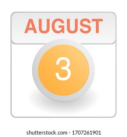 Design calendar icon in trendy style. Daily sign of the calender for web site design, logo, app, UI/UX. Vector illustration symbol of a calendar. Summer August 3