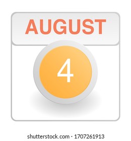 Design calendar icon in trendy style. Daily sign of the calender for web site design, logo, app, UI/UX. Vector illustration symbol of a calendar. Summer August 4