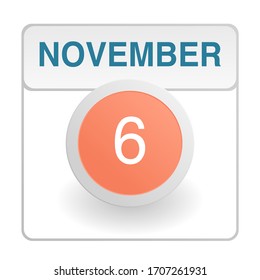 Design calendar icon in trendy style. Daily sign of the calender for web site design, logo, app, UI/UX. Vector illustration symbol of a calendar. Autumn Fall November 6