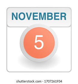 Design calendar icon in trendy style. Daily sign of the calender for web site design, logo, app, UI/UX. Vector illustration symbol of a calendar. Autumn Fall November 5