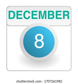 Design calendar icon in trendy style. Daily sign of the calender for web site design, logo, app, UI/UX. Vector illustration symbol of a calendar. Winter December 8