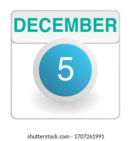 Design calendar icon in trendy style. Daily sign of the calender for web site design, logo, app, UI/UX. Vector illustration symbol of a calendar. Winter December 5