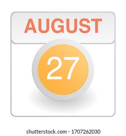 Design calendar icon in trendy style. Daily sign of the calender for web site design, logo, app, UI/UX. Vector illustration symbol of a calendar. Summer August 27