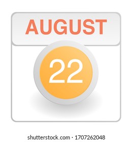 Design calendar icon in trendy style. Daily sign of the calender for web site design, logo, app, UI/UX. Vector illustration symbol of a calendar. Summer August 22