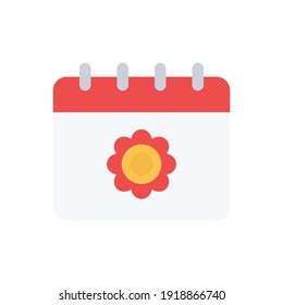 The design of the calendar spring flat icon vector illustration, this vector is suitable for icons, logos, illustrations, stickers, books, covers, etc.