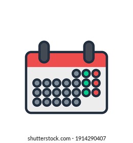 The design of the calendar user interface flat outline color icon pack vector illustration, this vector is suitable for icons, logos, illustrations, stickers, books, covers, etc.