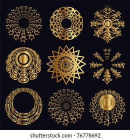 Design and calligraphic elements, gold ornaments for page decoration, vector.