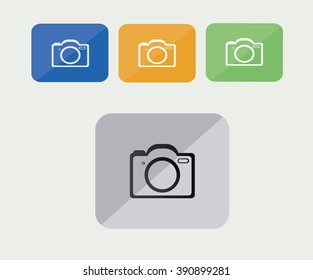 design camera icon-color in round rectangle-illustration