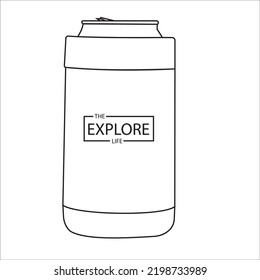 Design of can with the written of text in vector form