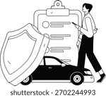 Design car insurance policy coverage protection auto claim accident vehicle finance safety secure document plan verctor art illustration png