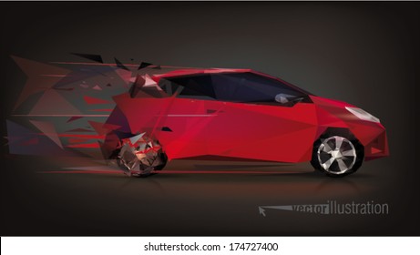 Design car. Low-poly triangular vector illustration