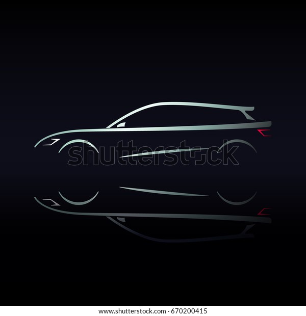 Design car silhouette on black background.
Vector illustration.