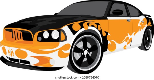 design car vector illustration white background front view editable format