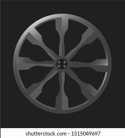 design a car wheels with 3D style, black background