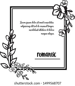 Design card beautiful romantic, wedding, with elegant leaf floral frame. Vector