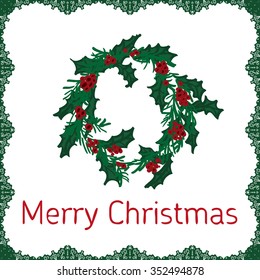 Design card with Christmas Wreathes, Nature Texture - Vector