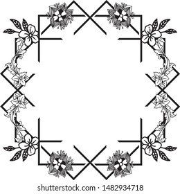 Design for card, place for your text, with wallpaper of unique leaf flower frame. Vector
